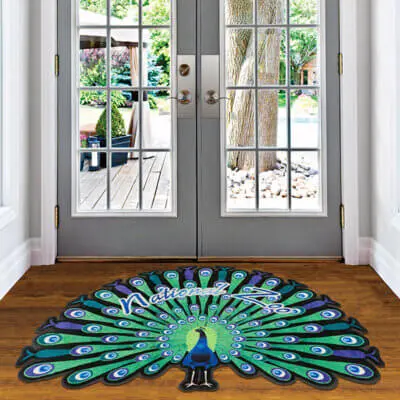 Custom Shape Peacock Entrance Doormats