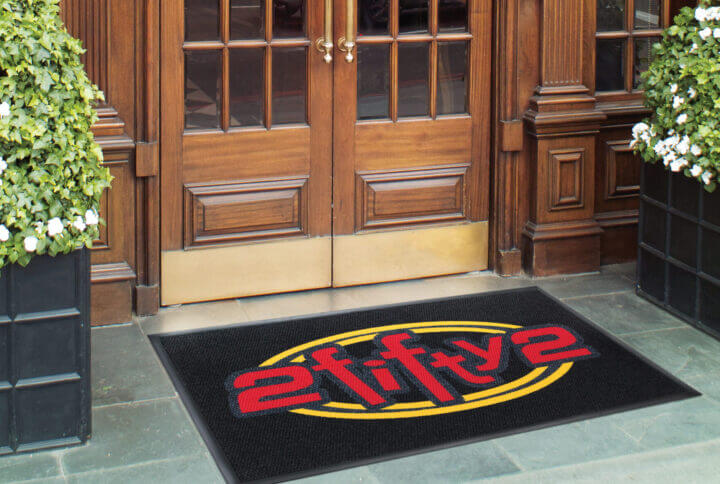 welcome mat featuring a 2 fifty 2 logo